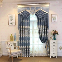 european luxury blue coffee office home curtains room curtains embroidered window curtain for living room curtain block light