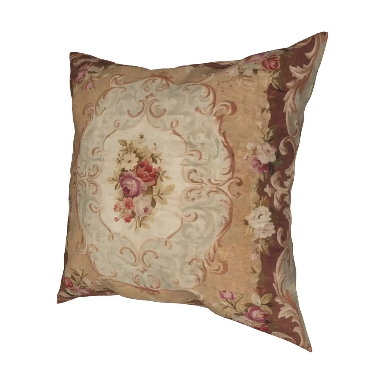 Античный розовый цветочный французский коврик Aubusson квадратный чехол для подушки