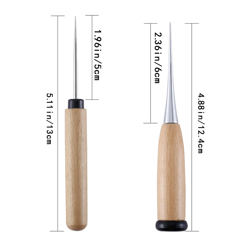 

MIUSIE 1PCS Awl Positioning Drill Tools For Leather Hole Punches Stitching DIY Wood Handle Stitching Leather craft Accessories