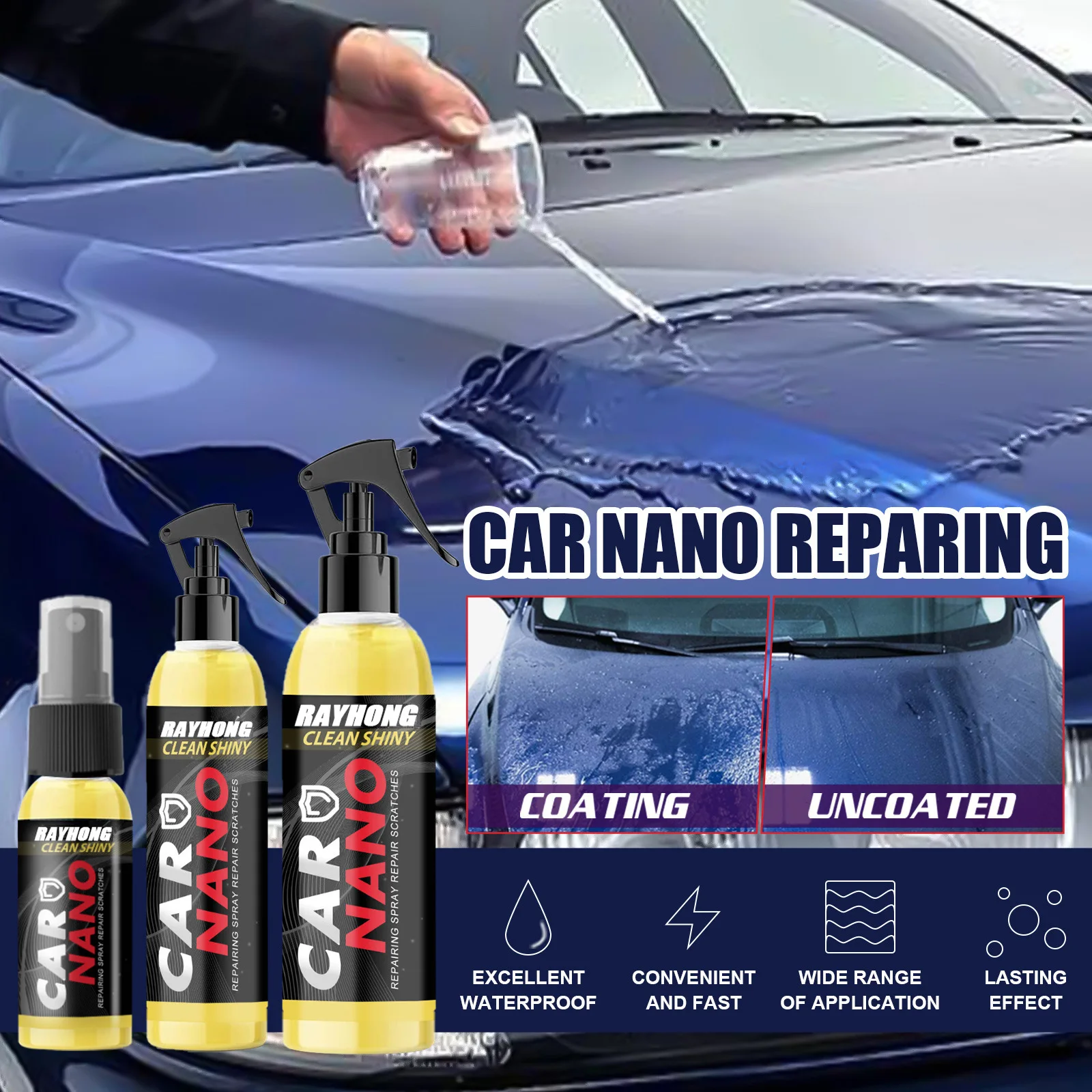 

250ml Nano Ceramic Car Coating Spray Polish Spray Sealant Top Coat Quick Nano-Coating Polish Wax Car Paint Waterproof Agent