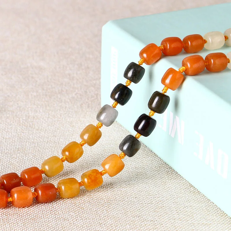 Золотое шелковое Нефритовое ожерелье цепочка для свитера подвеска барабанные