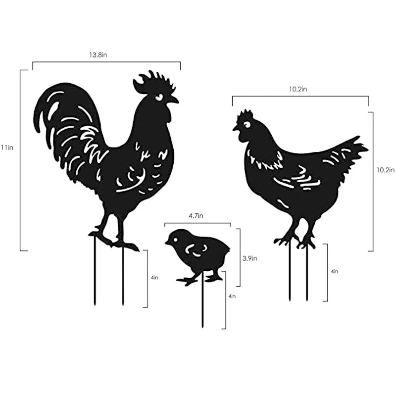 

3pcs Hen Yard Decor Easter Decoration Organizador Gardening Ornaments Chicken Yard Art Outdoor Garden Backyard Lawn Stakes Gift