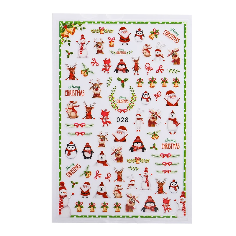 3D Christmas Snowman Elk Nail Decals Beautiful Stylish Sticker Art Accessory | Красота и здоровье
