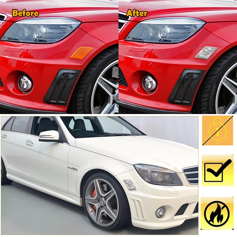Plug& Play прозрачные линзы w/ошибок светодиодный лампы Комплект для 2008-11 Mercedes аэц W204 C250 C300 C350 AMG спереди боковой габаритный фонарь