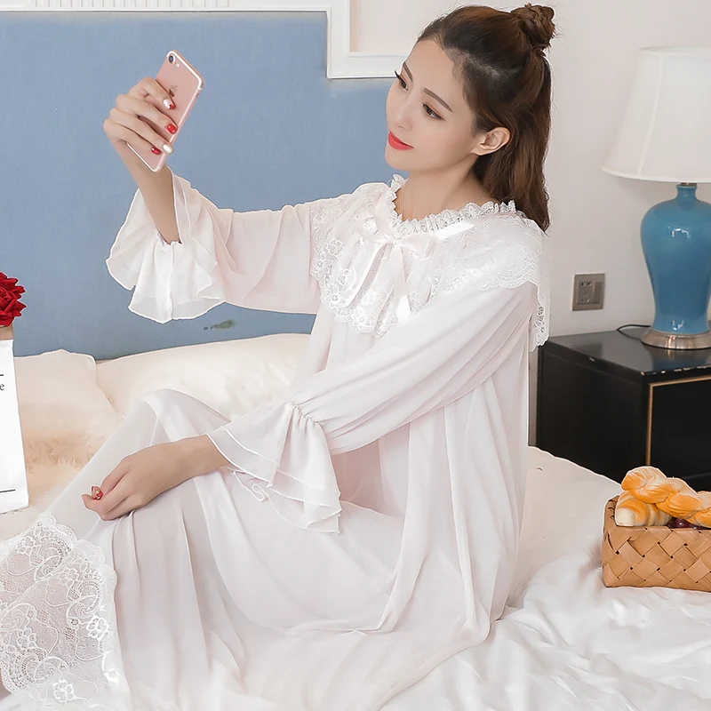 Пикантное Ночное платье принцессы для беременных белое хлопковое кружевное