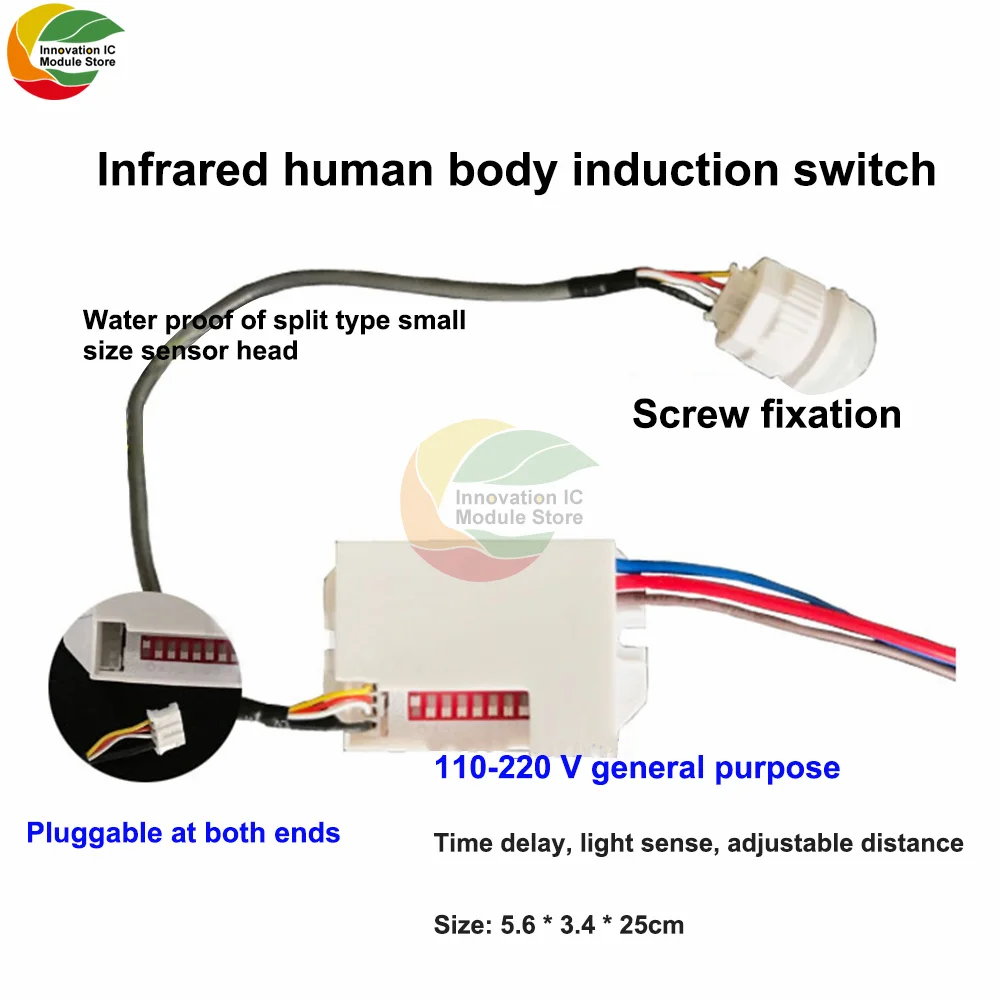 

AC 110-220V Separate small size human body infrared sensor switch PIR infrared human body sensor sensor control LED light bar