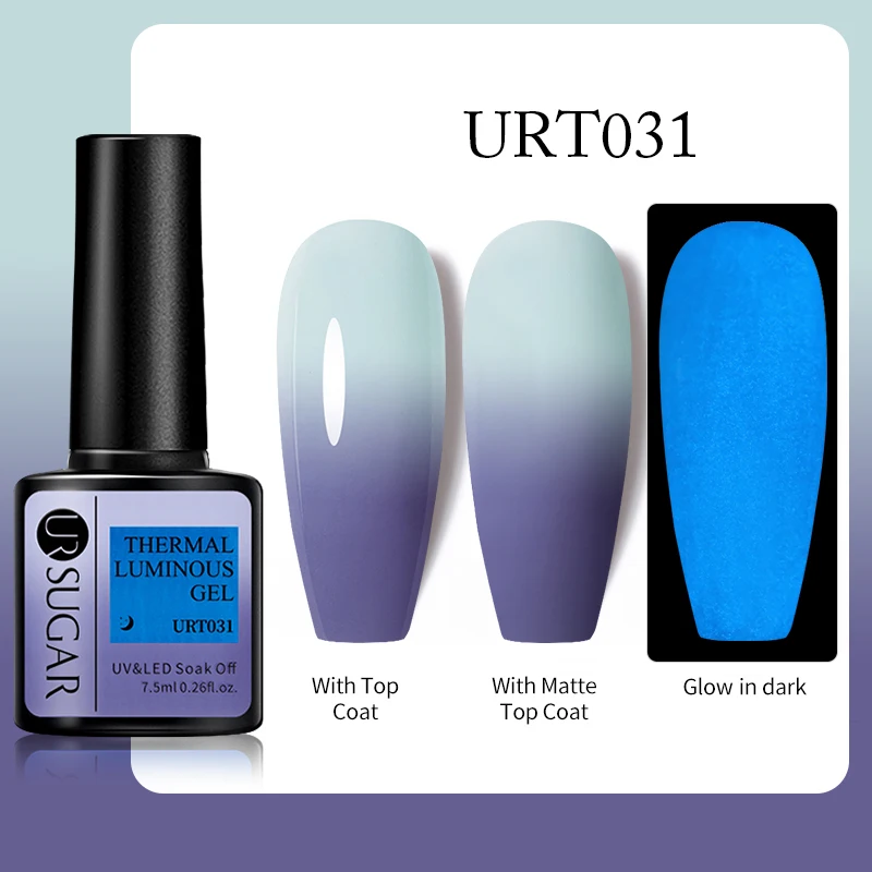 UR SUGAR Thermal Luminous UV Gel Nail Polish 2 In 1 Color Changing Glow in Dark Nail Art Design Varnish Soak Off Manicure images - 6