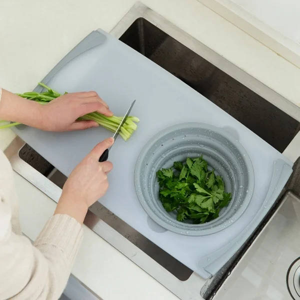 Многофункциональная 3 в 1 корзина для слива раковины разделочная доска овощей и