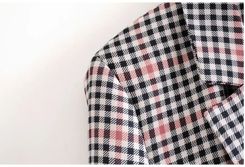 

HCBLESS 2019 autumn women's no buckle casual small suit women's plaid suit jacket