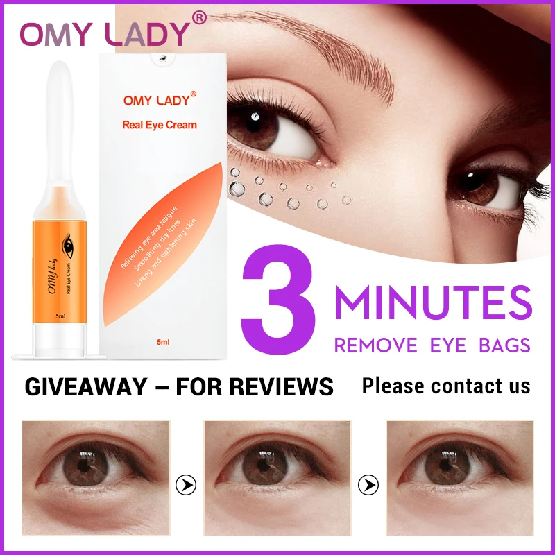 

OMY LADY Instant Remove Eye Bags Cream Anti Puffiness Gel Dark Circles Delays Aging Fades wrinkles Firming Brighten Skin Unisex