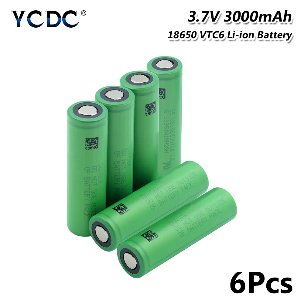 1/2/4/6/8/10x зеленый US18650VTC6 3000 мАч VTC6 18650 литий ионный аккумулятор 3 7 в внешний фара
