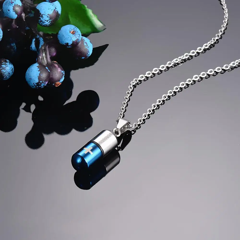 Ювелирные изделия из нержавеющей стали крест капсула лекарственные таблетки