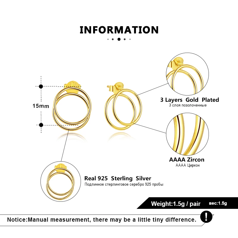 ORSA JEWELS, изысканные 925 пробы серебряные серьги-гвоздики для женщин, последняя модель сережек, круглая форма, милые ювелирные изделия на каждый день, SE190