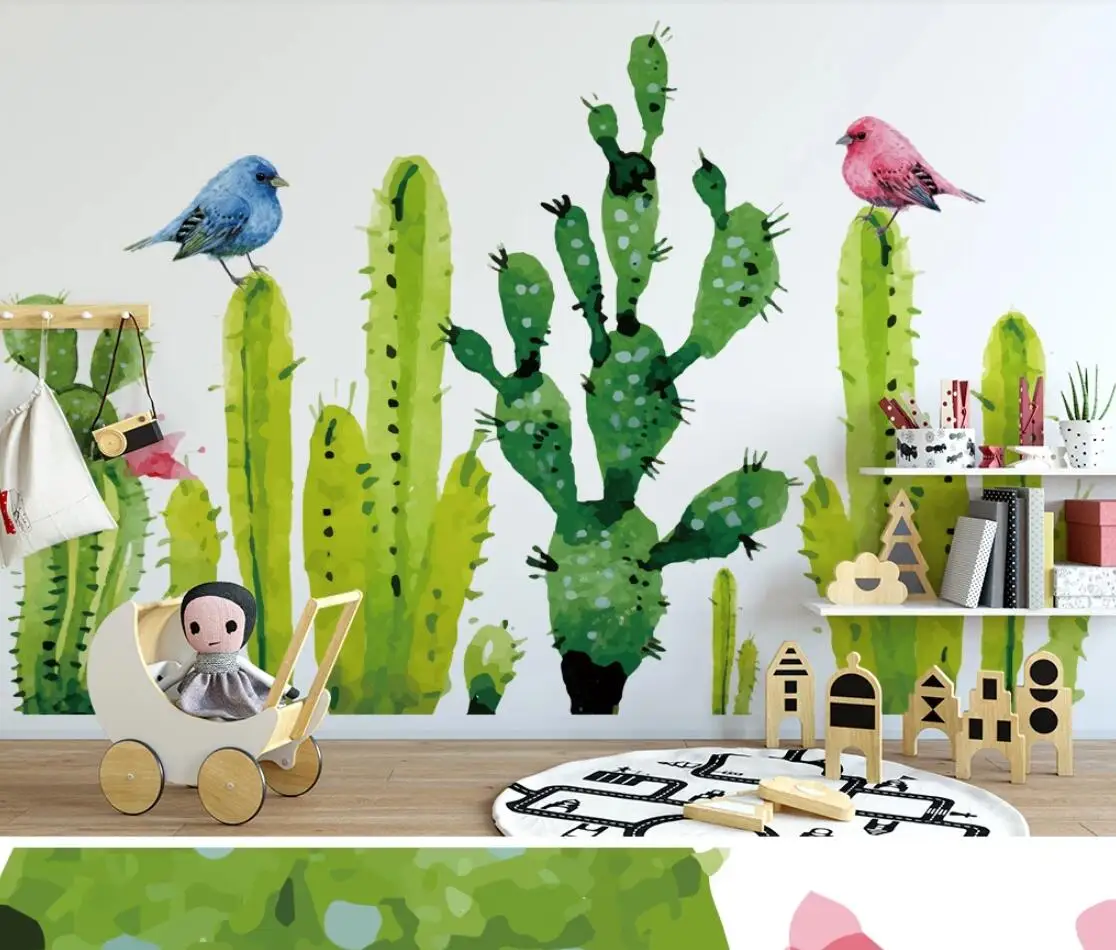 

Cacti Wallpaper 3D Wall Mural HD for Kids Room Wall Art Decor Custom Cactus Photo Mural Wallpaper Flower Canvas Prints