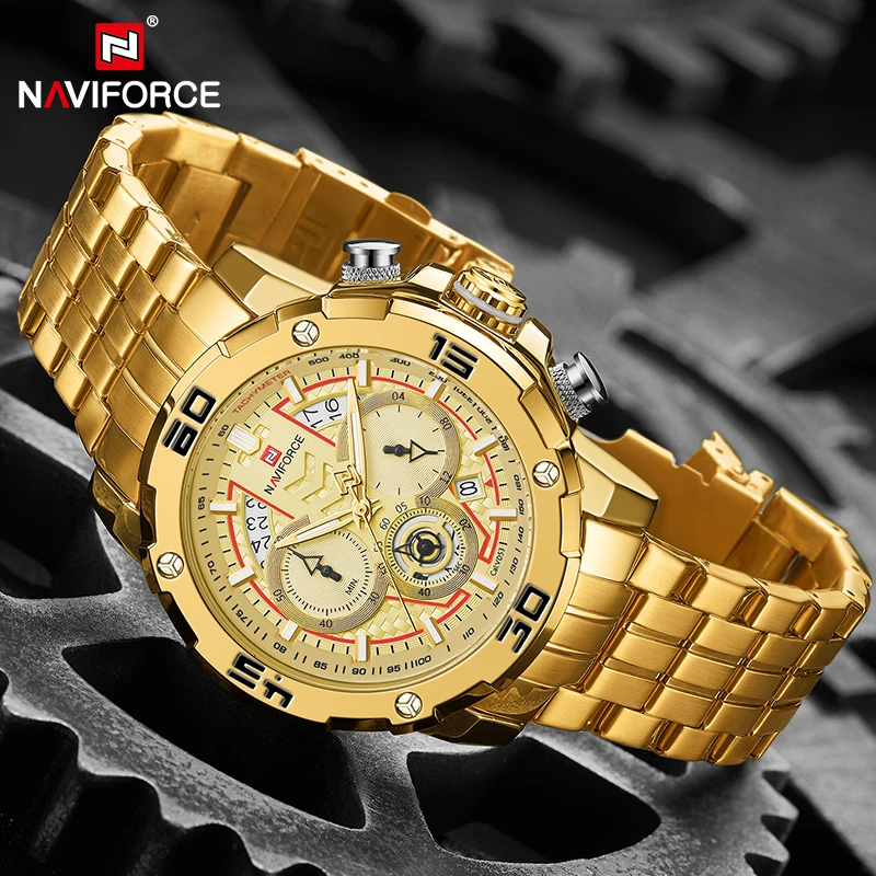 

NAVIFORCE Brand Luxury Watches for Men Fashion Chronograph Calendar Waterproof Stainless Steel Male Wristwatch Relogio Masculino