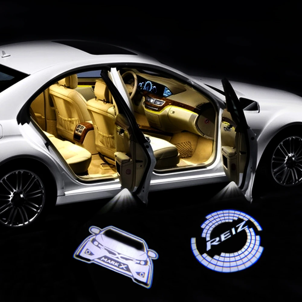 

2 шт. Автомобильная дверная Напольная Лампа с логотипом для Toyota Mark X Reiz, автомобильный Стайлинг Toyota, приветственсветильник для Toyota