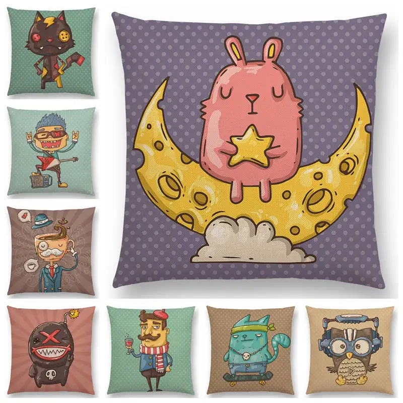 Уличный граффити Мультяшные интересные люди крутые животные кот кролик