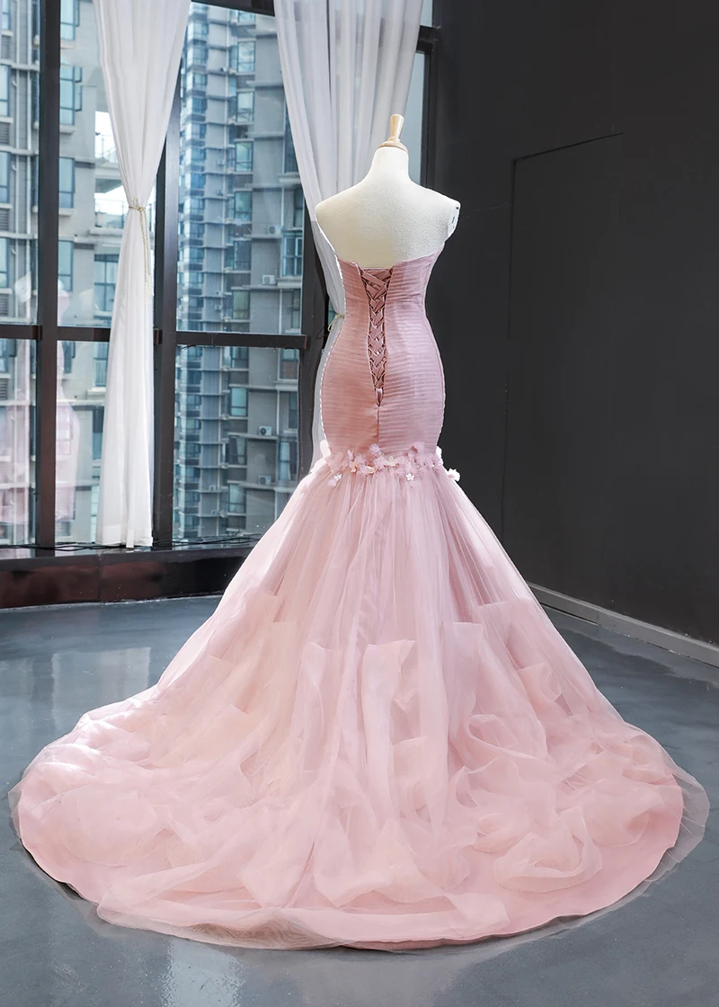 Женское вечернее платье с юбкой годе без бретелек оборками|Вечерние платья| |