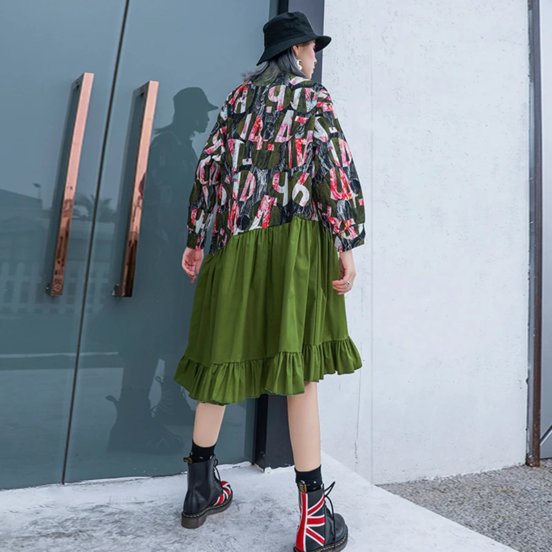 XITAO лоскутное Плиссированное элегантное платье с принтом женское 2019 осеннее