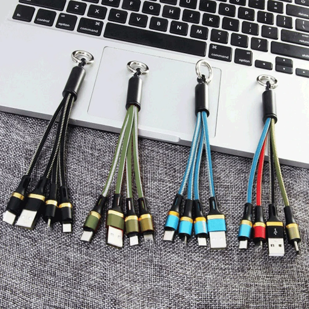 FBYEG 3 в 1 USB кабель брелок короткий Micro usb type C мульти зарядное устройство кабель для Xiaomi huawei iPhone Быстрая зарядка