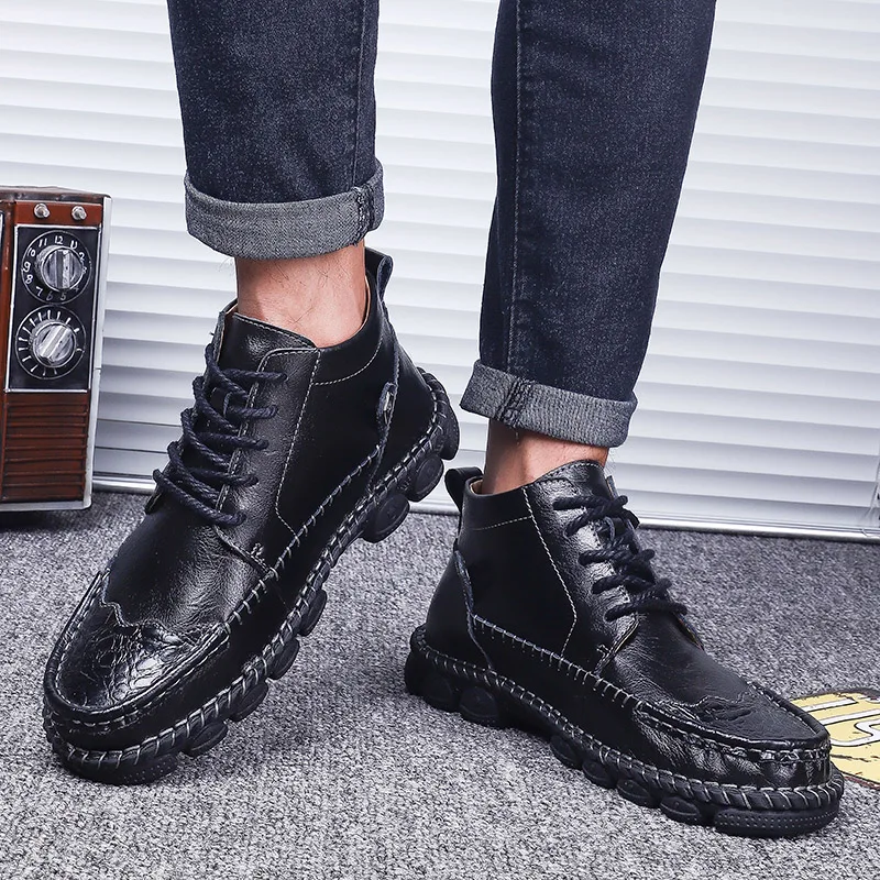 

Shoes For Men Casual Zapatillas Casual Hombre Fashion Sneakers Leather Man Shoe Mens Boots Hot Shoes Men Sports Black 2020