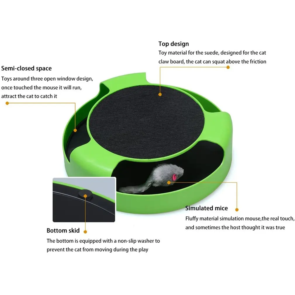 

Hot Cat Interactive Toys With Running Mice Scratching Pad Catch Mouses Cat Scratcher Catnip Toy Cat Disk Toy No Battery Needed