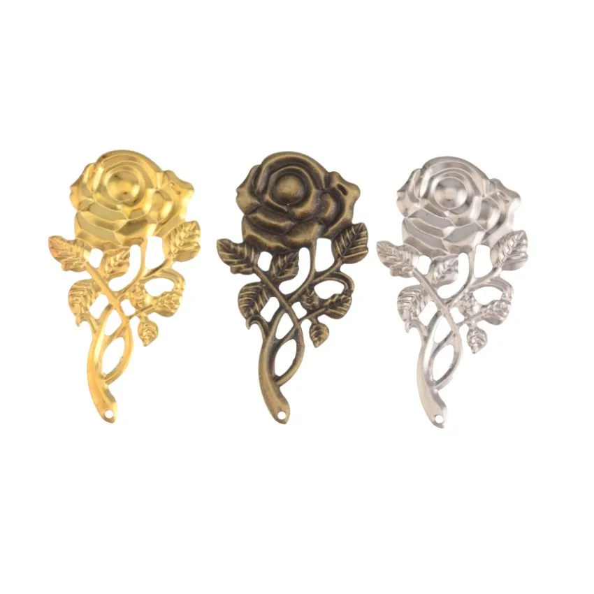 Free shipping 5Pcs Antique Bronze/Gold/Silver Filigree Rose Flower Connectors Embellishment Gift Decoration DIY 7.7x4.2cm | Дом и сад