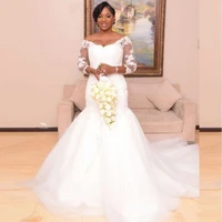 african off shoulder 34 sleeves wedding dresses vestido de noiva sweep train lace appliques bridal gowns