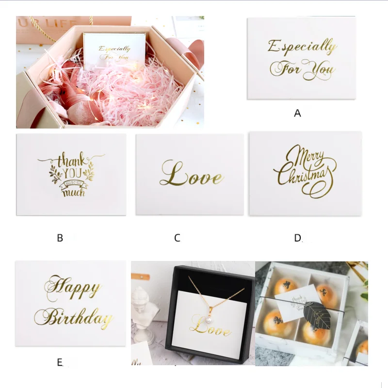 40pcs Hot Gold Foil Thank You Paper Gift Card Handmade Flower Message Birthday Party Promotion Festival Bussiness Greeting Cards |