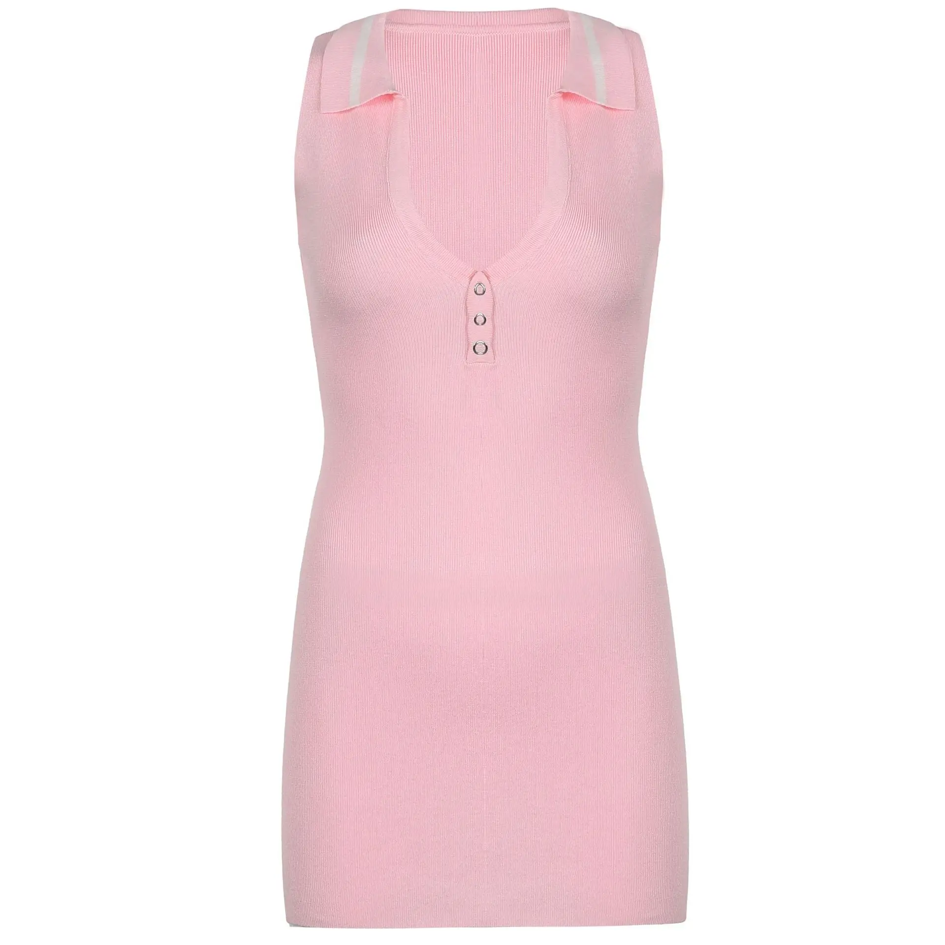 

Knitted Dresses For Women Polo Collar V-neck Bodycon Mini dress Elegant Sexy Vacation Urban Female Skinny Dress