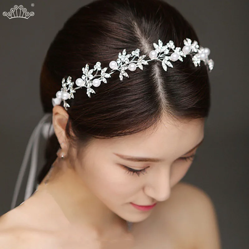 Модные свадебные аксессуары для волос с искусственным жемчугом Стразы Haedbands для невесты ручной работы Цветочные обручи головные уборы