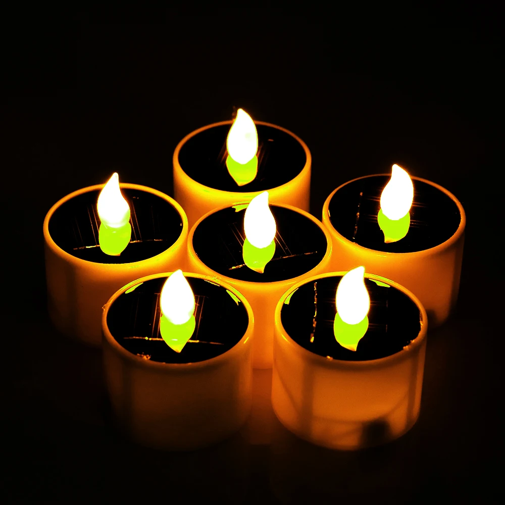 2019 New Solar Light Power LED Candle Yellow Flashing Tea Lights Holiday Wedding Romantic Decoration | Освещение