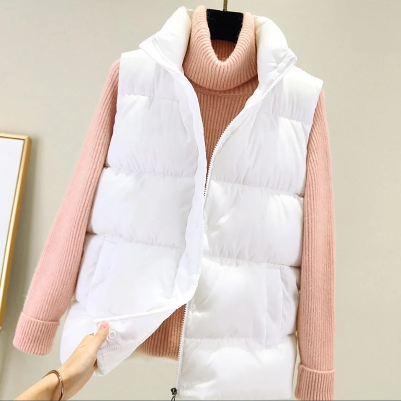 

Vest Women Winter Body Warmer Cotton Padded Puffer Jackets Vests Sleeveless Parkas Jacket Female Chaleco Mujer