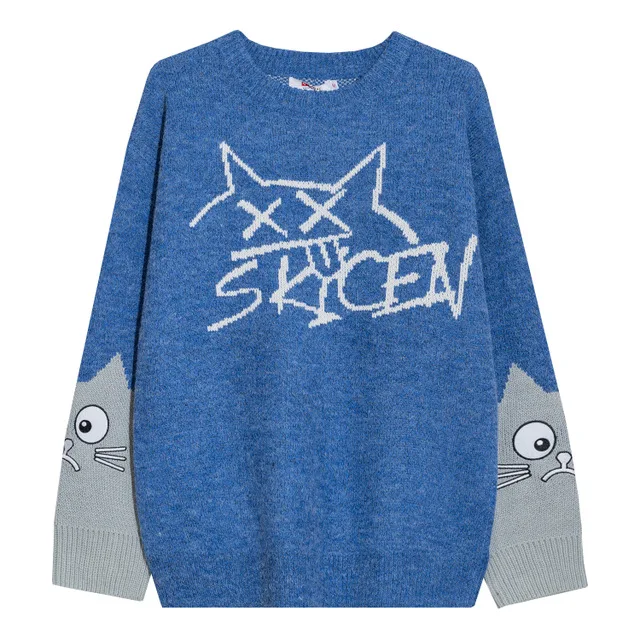 

New 2021 Korean version lazy outside wearing knitwear couples trend Japanese cartoon loose round neck sweater men and women Tops