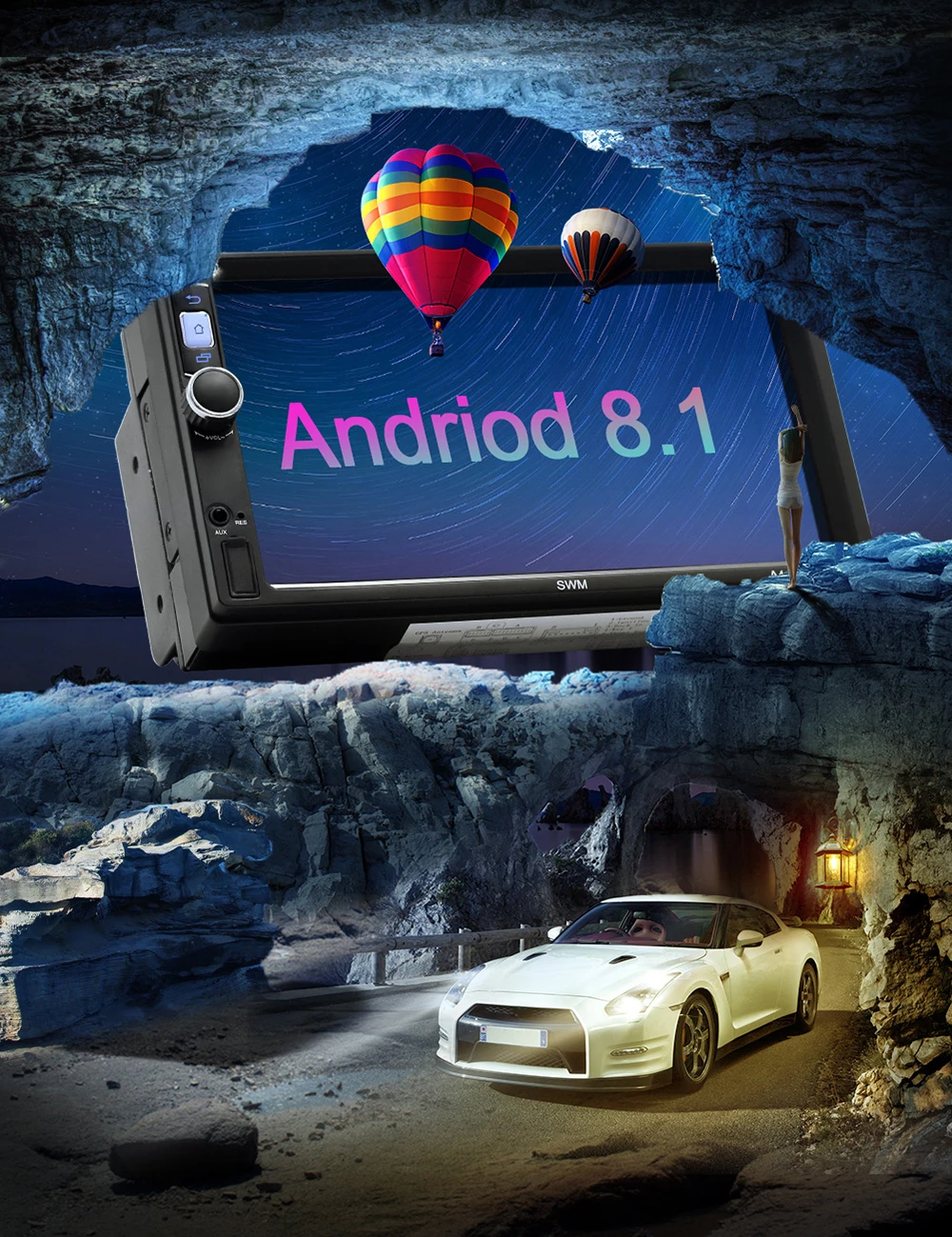 Podofo 2Din Android 8,1 Кассетный рекордер стерео автомобильный Радио авторадио " gps WIFI мультимедийный проигрыватель MP5 Bluetooth аудио стерео