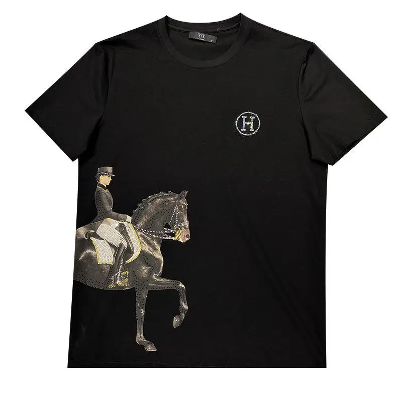 

2021 T-shirt summer new fashion brand top round neck versatile Short Sleeve White men's slim