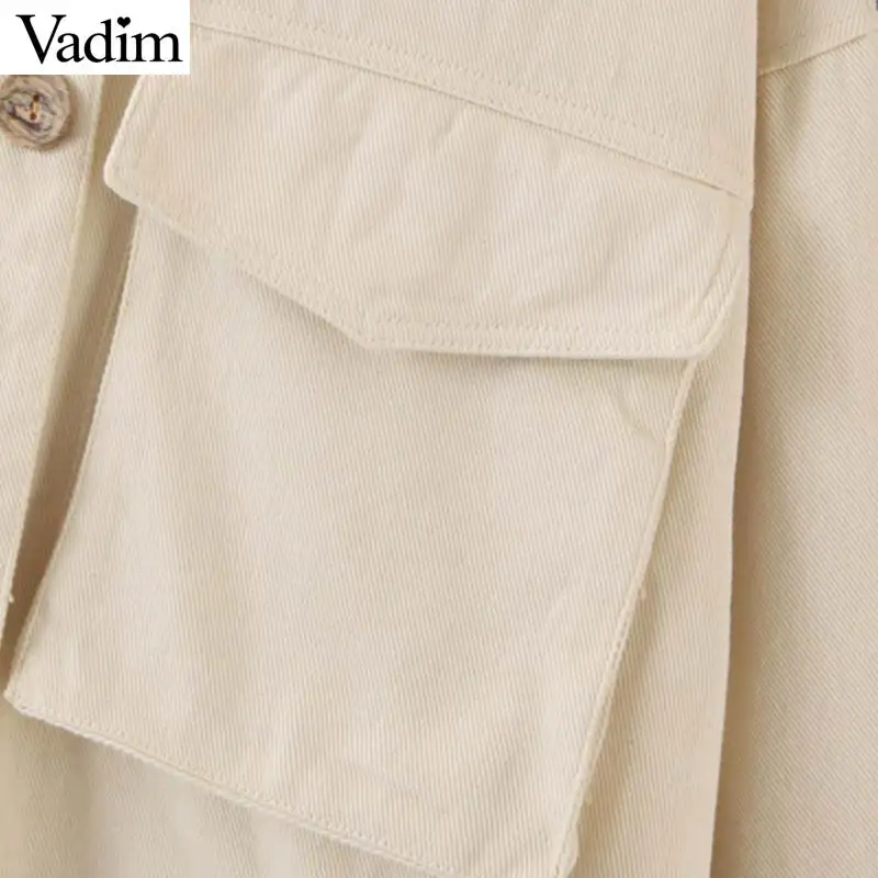 Женское элегантное платье vadim Оверсайз Джинсовая Куртка Карманы длинный рукав