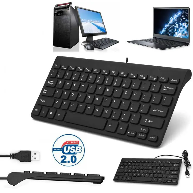 

Клавиатура проводная, Mini USB, 78 клавиш, портативная, ультратонкая