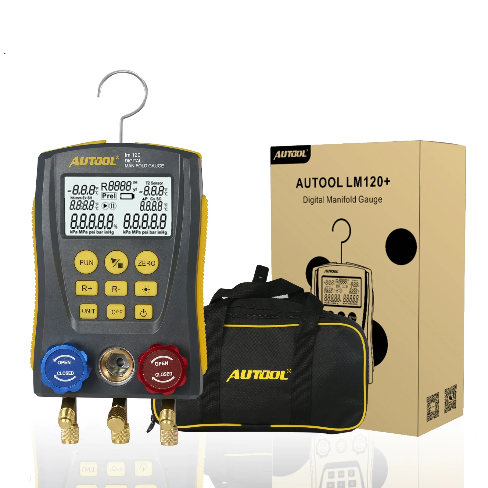 AUTOOL lm120 Холодильный цифровой манометр HVAC вакуумное давление температура тестер