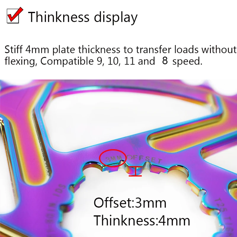 MTB GXP цепное кольцо Радуга смещение 3 мм узкий широкий Алюминиевый велосипед
