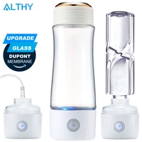 althy 5th generation glass cupbody hydrogen rich water generator bottle dupont spe pem dual chamber h2 maker lonizer 3000ppb max