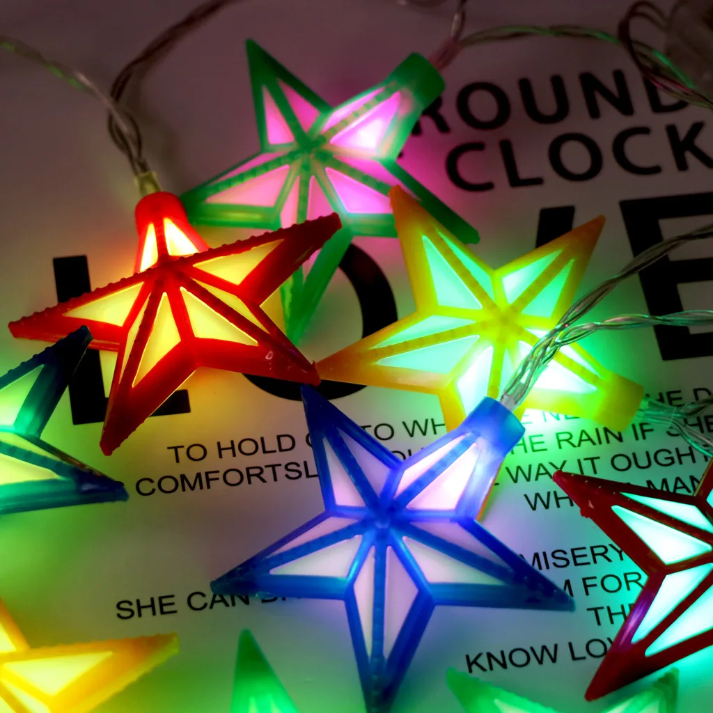 Декоративная гирлянда с красной пентаграммой 10 светодиодов тип батареи 1 65 м