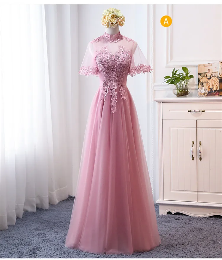 MNZ-9858Z# платье подружки невесты новые зимние рождественские платья средней длины с длинными рукавами г. Бледно-лиловый на шнуровке для девочек