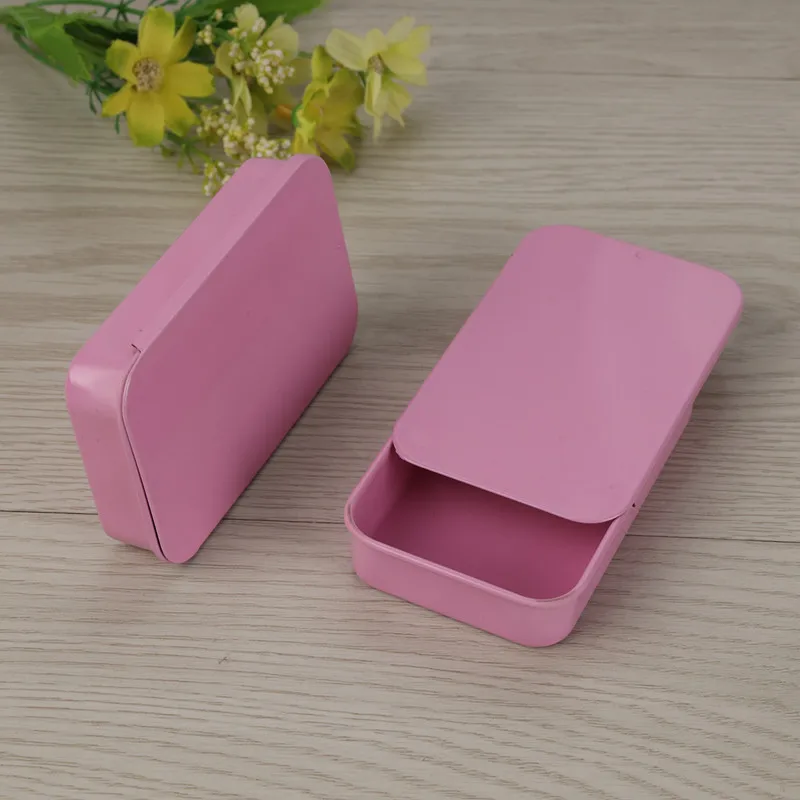 

Metal Tobacco Box Storage Kit Tin Portable Slide Cover Candy Key Wedding Jewelry Boxes Container Cosmetic Fish Bait Organizer