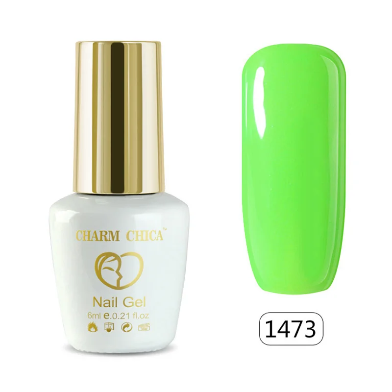 Шарм Чика УФ лак для ногтей неоновый Гибридный гель флуоресцентный ярко-зеленый