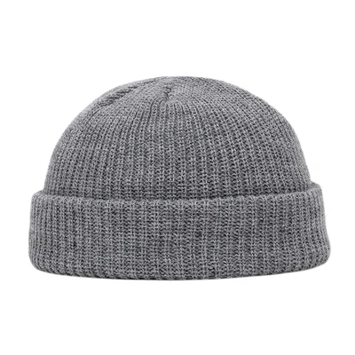 Dark gray Однотонные вязаные зимние шапки для женщин и мужчин; зимняя мягкая теплая плотная Удобная шерстяная шапка; Модная вязаная шапка - Цвет: Dark gray