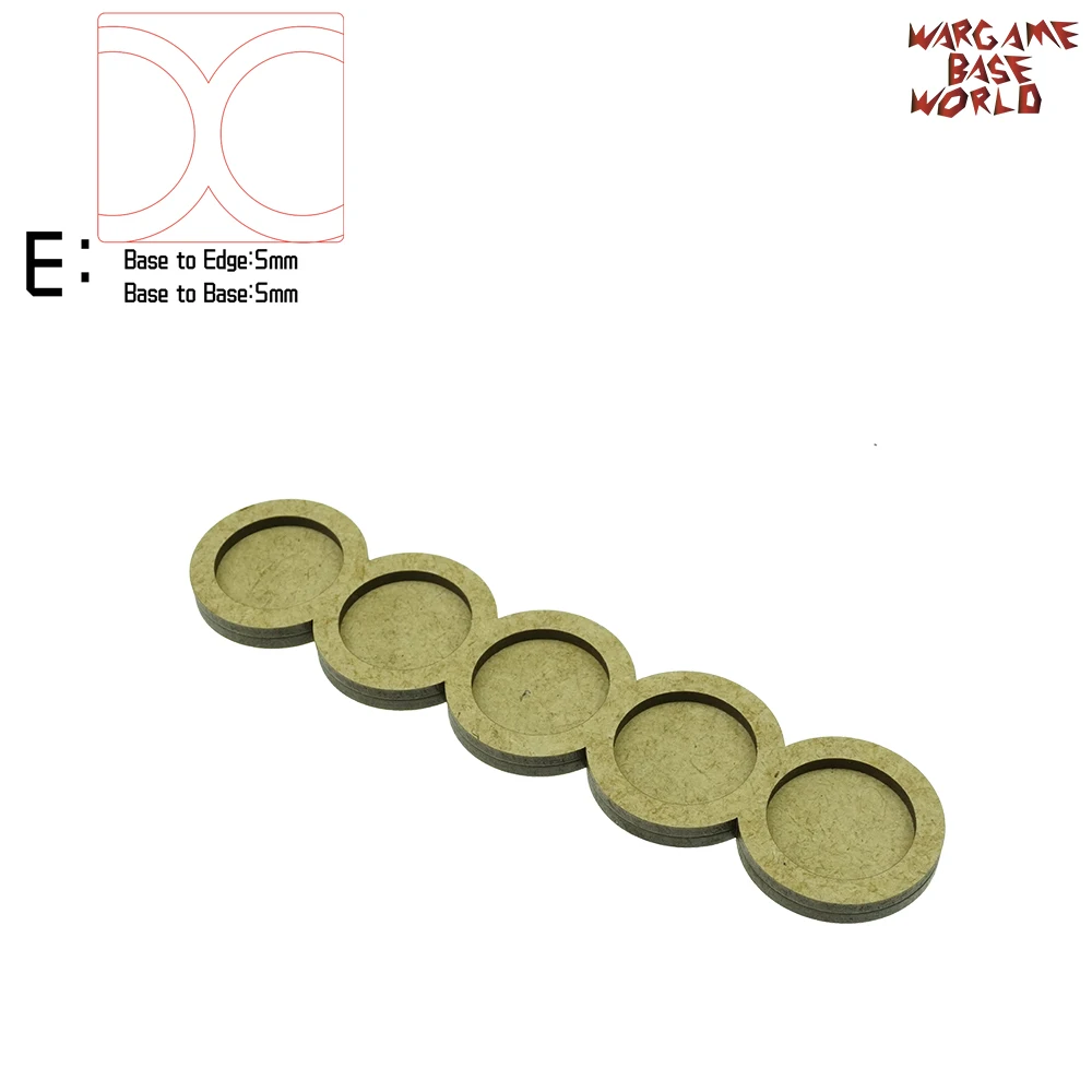 Wargame Base World- Movement Tray- 5 round 25mm- Line Shape MDF