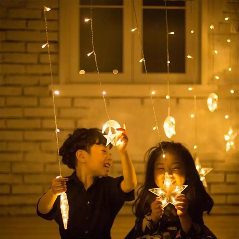 

2020 New Moon Star LED Light String Fairy Birthday Party Gift Light for Christmas Wedding Garlands New Year Dorm Bedroom Decor