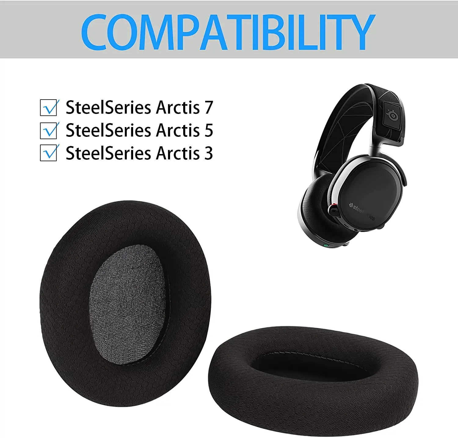 

Replacement Arctis 7 Pads Earcups Muffs Earpads Compatible with Arctis 5 Arctis 3 Arctis Pro Arctis 1 Wireless Gaming Headset