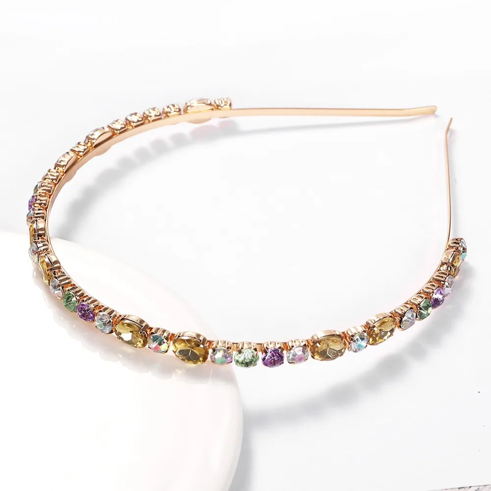 Dvacaman ZA жесткие Bejeweled повязки на голову для девочек красочные Кристальные бусины повязка на голову для женщин Свадебная вечеринка Аксессуары для волос